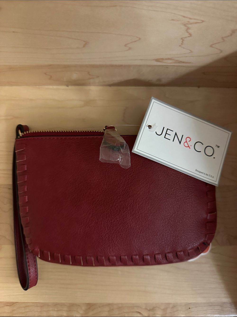 JEN & CO. Red Leather Wristlet Clutch
